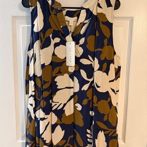 Alex & Lili Navy and Cream Floral blouse